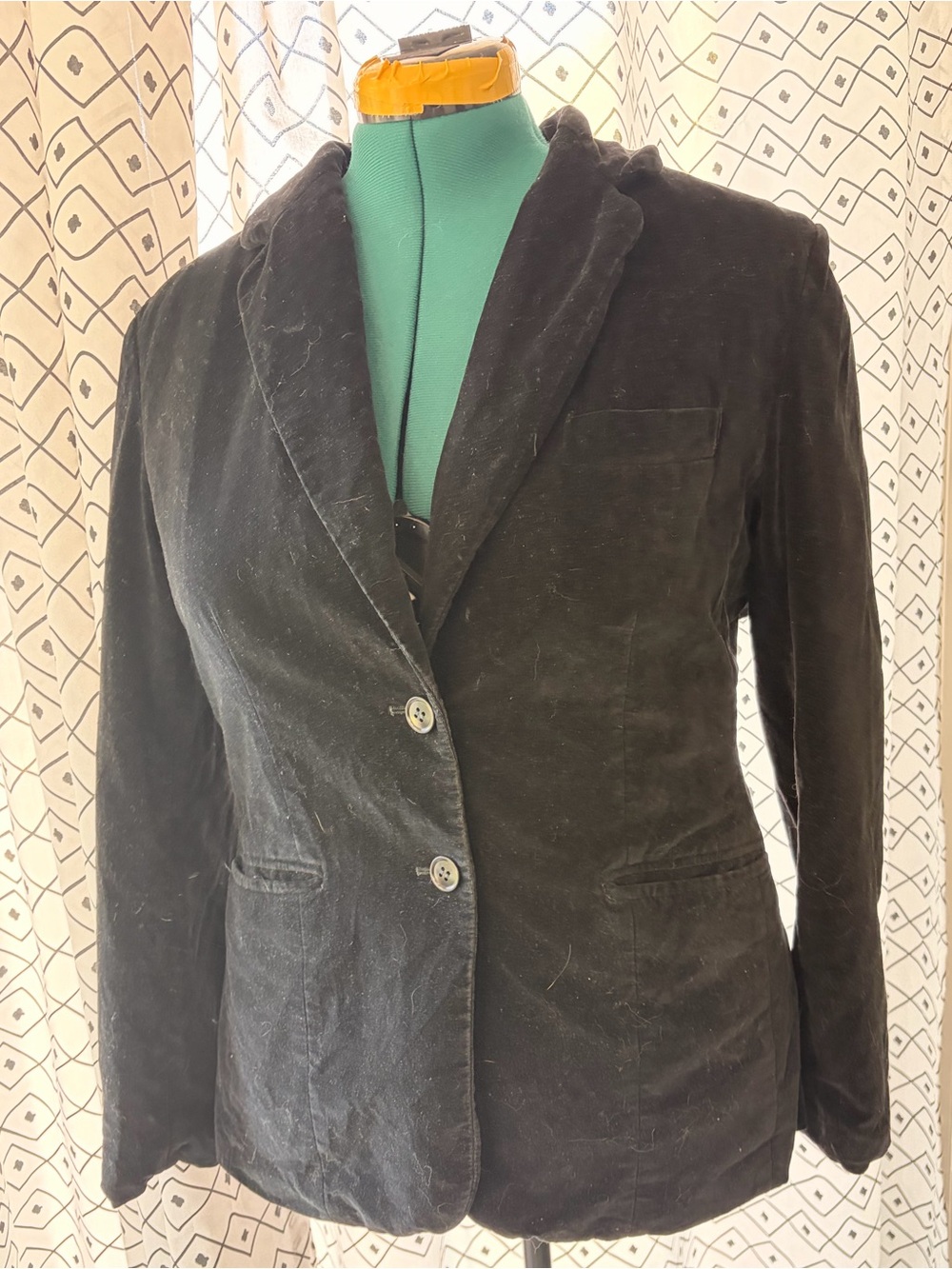 Vintage Black Velvet Women's Blazer Jacket - Classic Tailored Coat size 14
